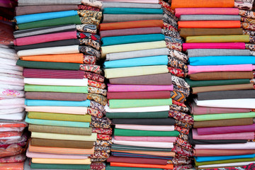 Colorful cotton fabrics of India