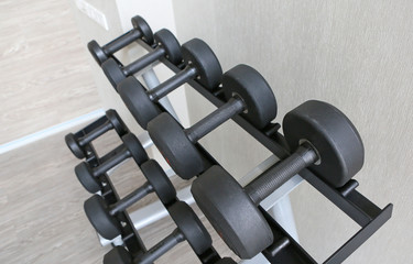 Gym equipment background with close up