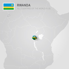 Rwanda drawn on gray map