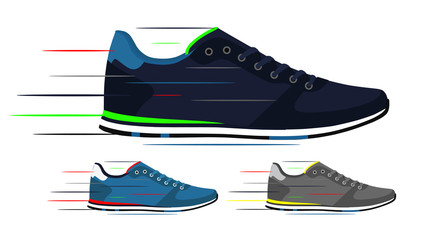 Stylish colored sneakers for training, vector, illustration