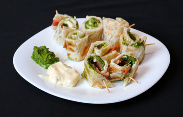Paratha Roll with mayonnaise and chutney