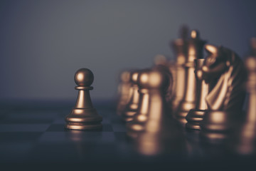 King and Knight of chess setup on dark background . 