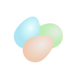 Three easter color eggs on white background isolated