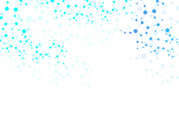 Structure molecule and communication. Dna, atom, neurons. Scientific concept for your design. Connected lines with dots. Medical, technology, chemistry, science background. Vector illustration.