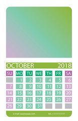 Calendar grid. October.