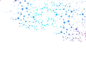 Structure molecule and communication. Dna, atom, neurons. Scientific concept for your design. Connected lines with dots. Medical, technology, chemistry, science background. Vector illustration.