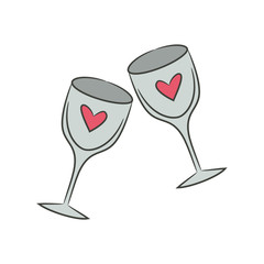 Two wineglasses for Valentine's Day.