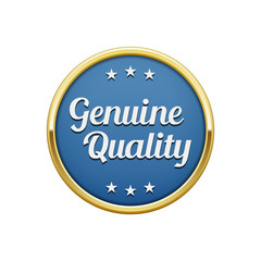 Gold blue genuine quality round badge, banner