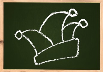 Fasching Karneval Narrenkappe - Vektor Schultafel freigestellt Element Symbol Icon Cartoon clipart Kreidezeichnung handgemalt
