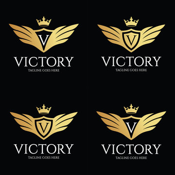 Victory logo design template. Luxury logo design concept. Vector illustration