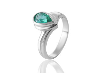 Emerald ring in gold and silver , wedding jewelry