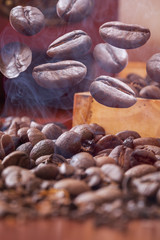 Coffee beans splashes