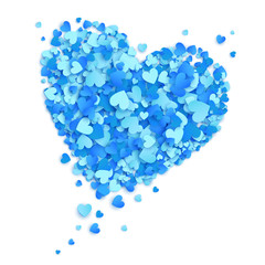 Blue vector confetti heart isolated on white