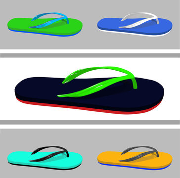 set of comfortable casual Flip Flops, vector, illustration 