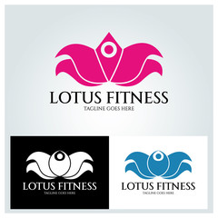 Naklejka premium Lotus fitness logo design template. Vector illustration