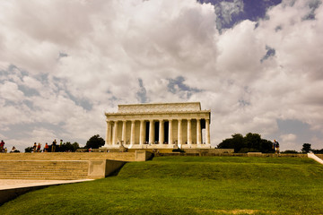 View of the historic neoclassical temple, the Lincoln Memorial, National Mall, Washington DC