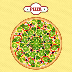 Delicious pizza from different ingredients.