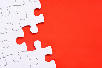 Missing jigsaw puzzle pieces for copyspace. Business concept. 
