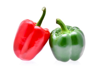 Red and green peppers isolated on white background