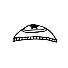 Kipa. Jewish headwear. Doodle. Sketch. Hand draw Vector illustration