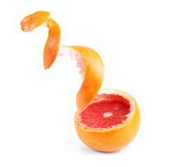 Grapefruit citrus fruit with half isolated on white with clippin - obrazy, fototapety, plakaty