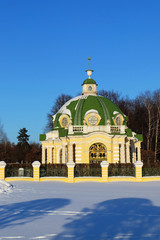 Russia, Moscow, February 2017. The architectural ensemble of the park Kuskovo. 