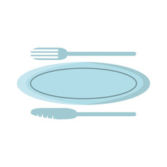 plate with fork and knife icon, vector illustration image