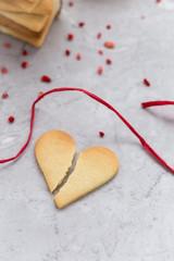 Broken Heart Cookie on Marble Table