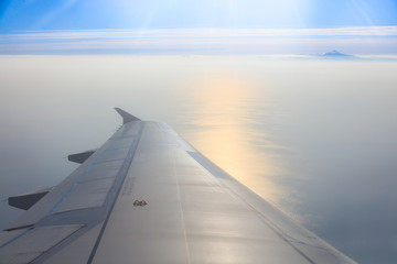 Beautiful seascape from an airplane window