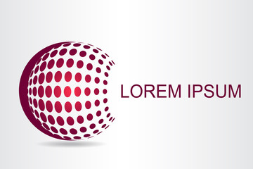 Logo stylized spherical surface with abstract shapes