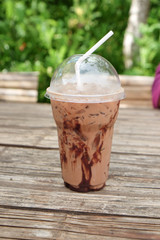 Iced chocolate mocha refreshment coffee drink