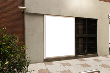 Fototapeta premium Street, Banner - Sign, Lighting Equipment, Billboard, Advertisement,Large blank billboard on a street wall, banners with room to add your own text