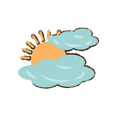 clouds with sun icon image, vector illustration design