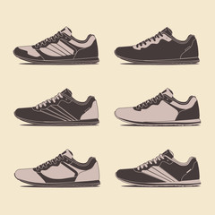 Set of casual sneakers for training