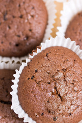 Flat lay chocolate cupcakes muffins