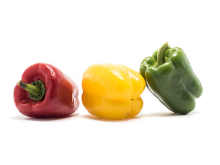 Bell pepper is ingredient in a healthy diet on white background