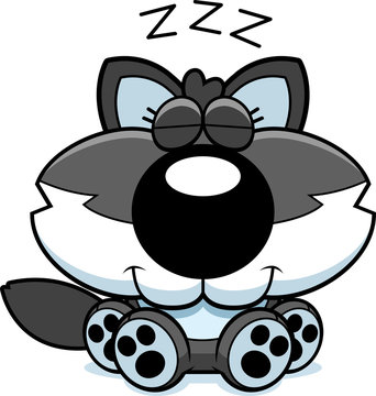 Cartoon Wolf Pup Napping