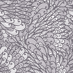 Seamless floral monochrome violet hand drawn doodle pattern