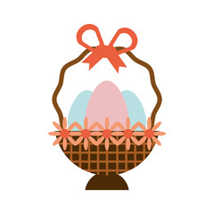 eggs easter inside basket icon, vector illustration design