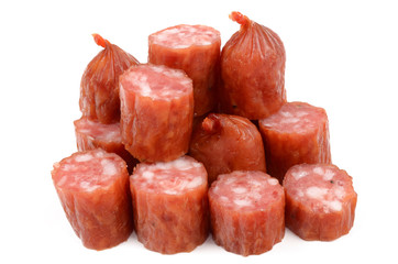 sausages on white background