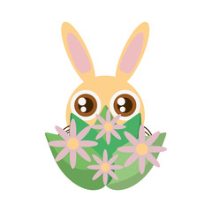 Easter rabbit inside an egg, vector illustration icon