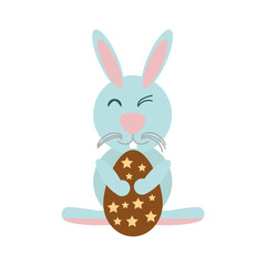 Easter rabbit with egg icon image, vector illustration