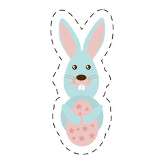 Easter rabbit with egg icon image, vector illustration