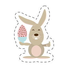 Easter rabbit with egg icon image, vector illustration