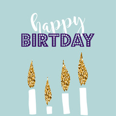 Birthday greeting cards with gold glitter design. Vector illustr