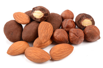 almonds and hazelnuts in chocolate
