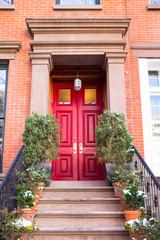 Fototapeta premium Typical Entrance door to a New York City apartment building residential home