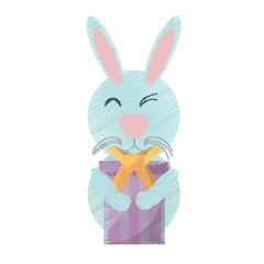 Easter rabbit with gift icon icon, vector illustration design