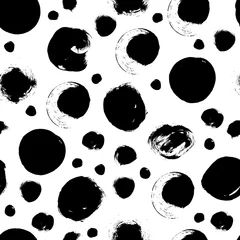 Cercles muraux Polka dot Motif noir et blanc sans couture avec des cercles abstraits