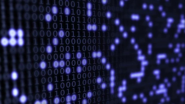 animation of a binary code background with changing numbers, loopable, full hd